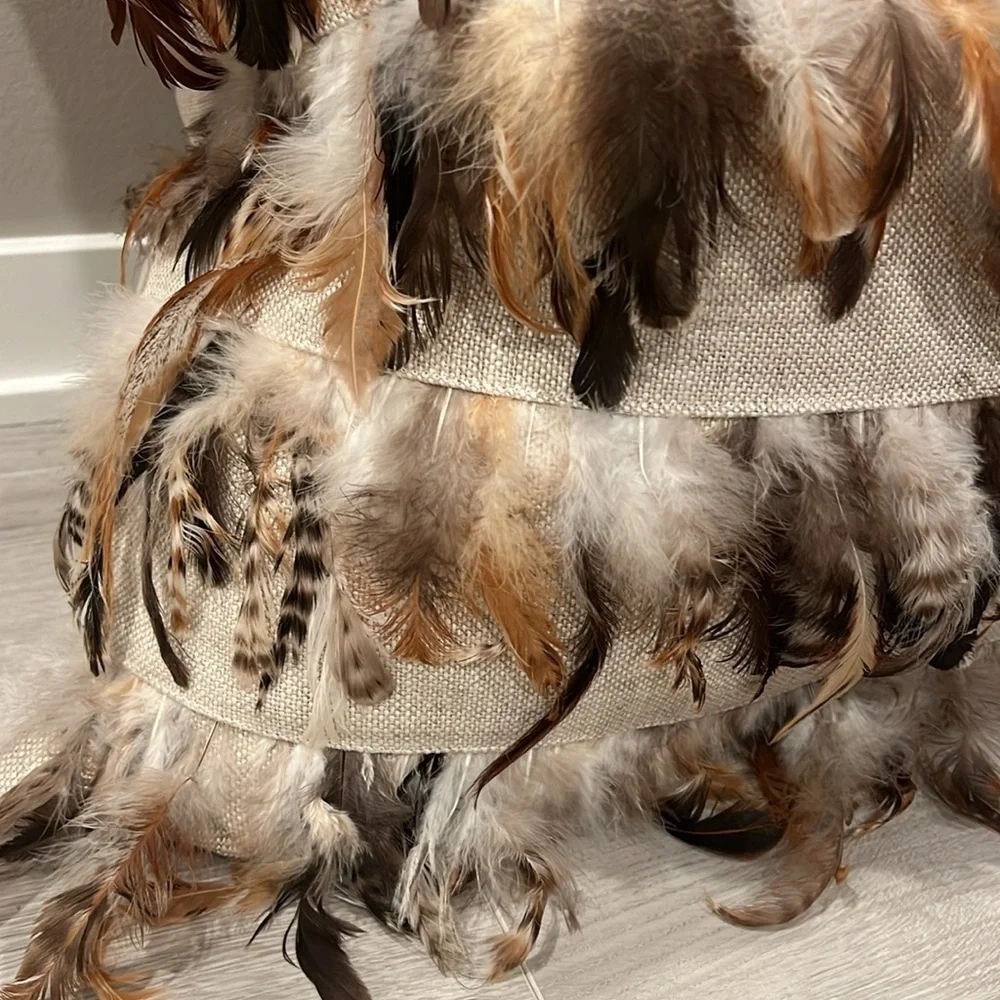 Decorum Large 24” Feathers on Linen Down Throw Accent Pillow
